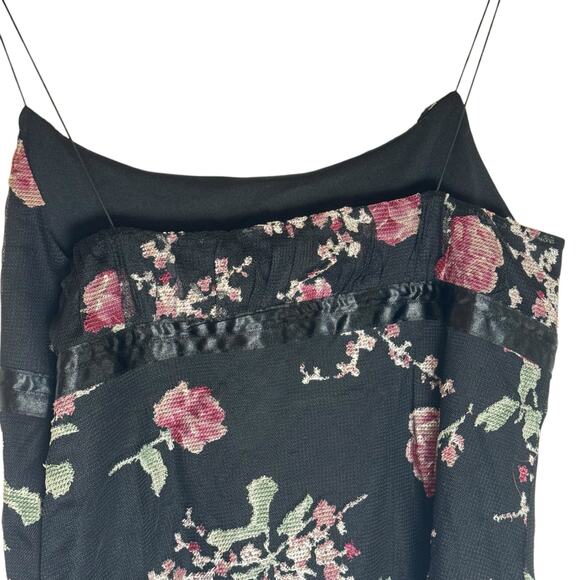 Express Y2K Rose Print Satin empire waist Cami Top Boho Chic XLarge - Picture 2 of 9